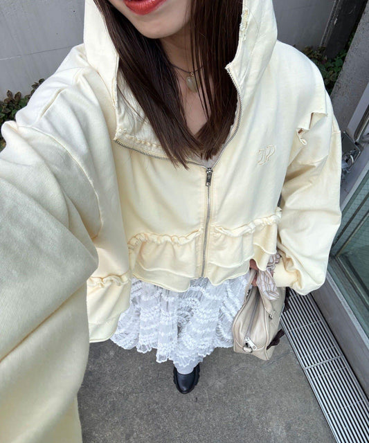 【Ciaopanic】CP標誌荷葉邊層疊破洞衛衣