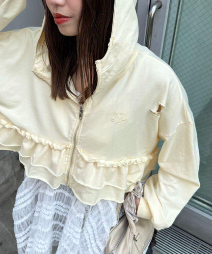 【Ciaopanic】CP標誌荷葉邊層疊破洞衛衣