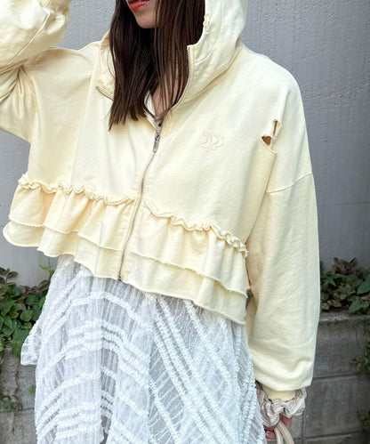 【Ciaopanic】CP標誌荷葉邊層疊破洞衛衣