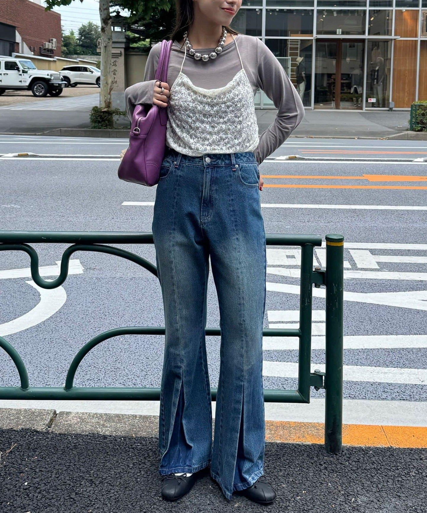 【CIAN DENIM/藍色牛仔布】褶皺喇叭牛仔褲#101