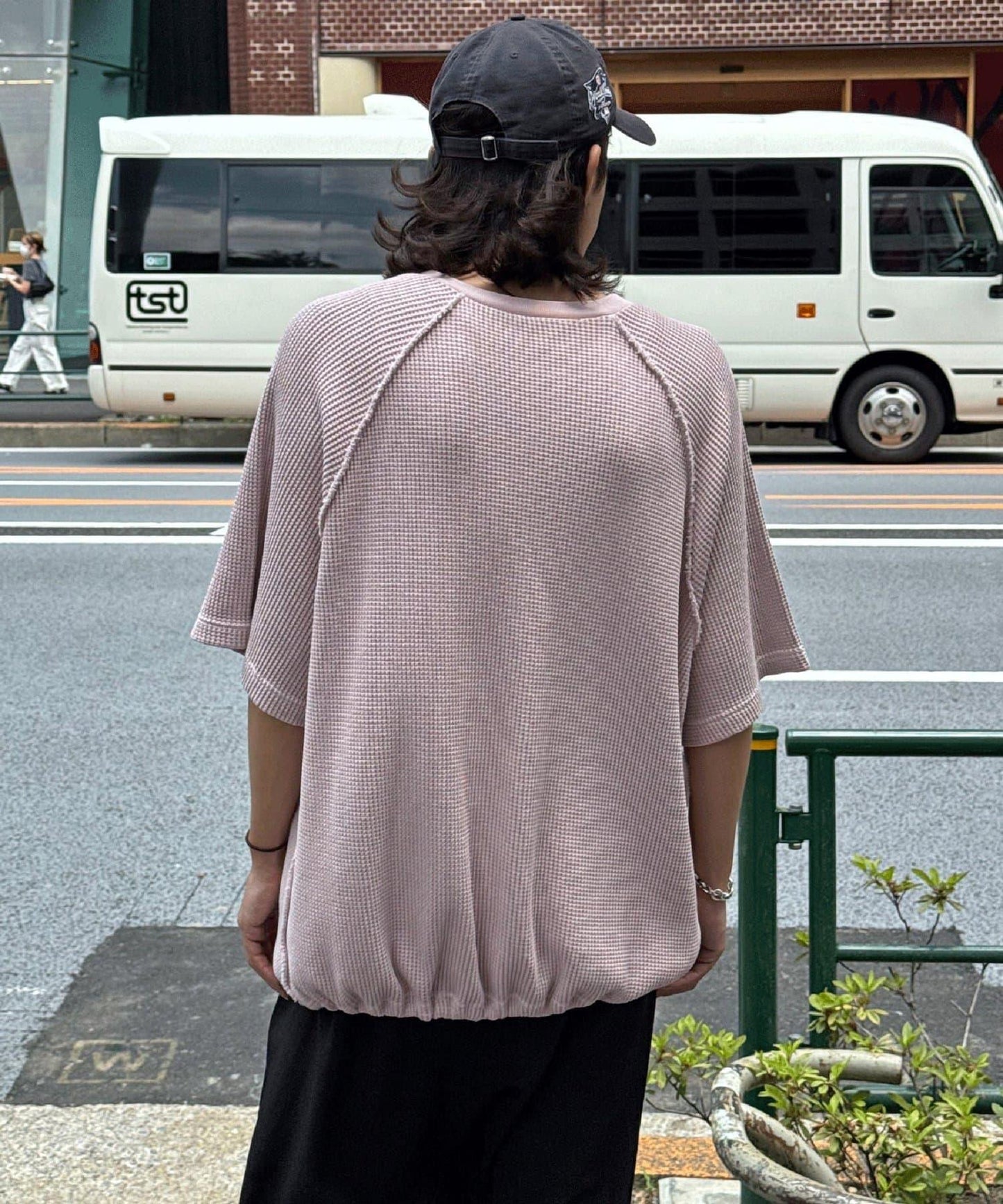 顏料呢華夫餅亨利領T恤