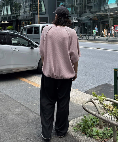 顏料呢華夫餅亨利領T恤