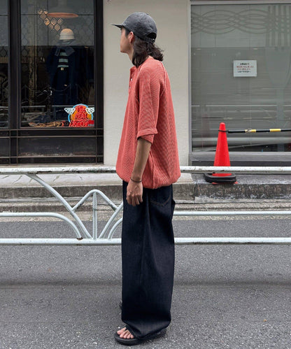 顏料呢華夫餅亨利領T恤