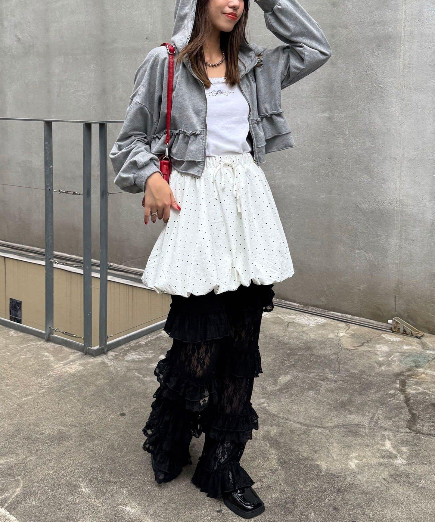 層疊蕾絲荷葉邊裙褲