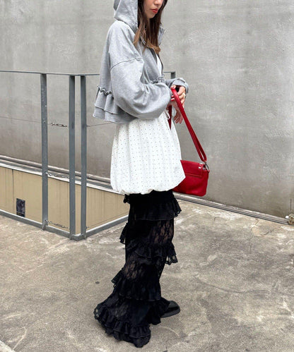 層疊蕾絲荷葉邊裙褲