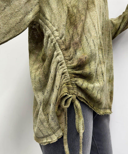 肩部開衩條紋印花連帽衫