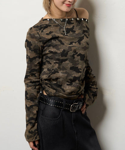 【AW】混搭鉚釘吊帶上衣