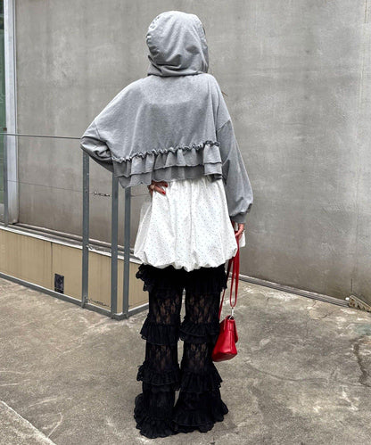 層疊蕾絲荷葉邊裙褲