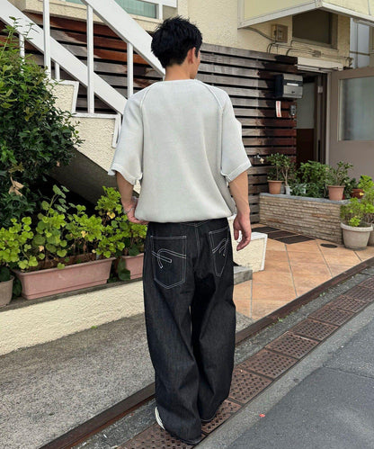 顏料呢華夫餅亨利領T恤