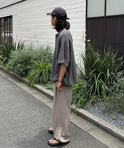 顏料呢華夫餅亨利領T恤