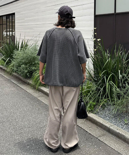 顏料呢華夫餅亨利領T恤