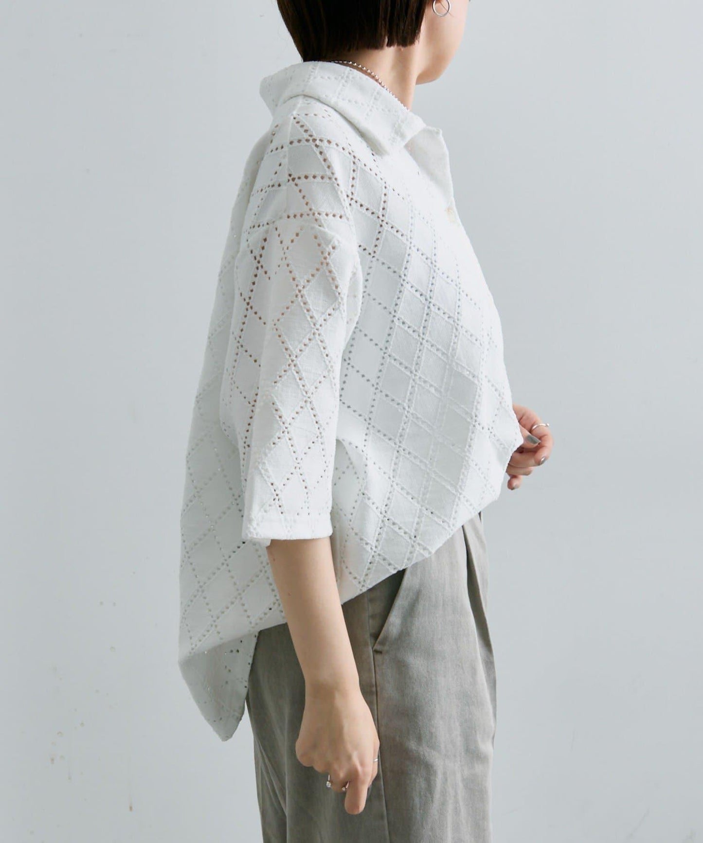 ear PAPILLONNER 菱形蕾絲襯衫