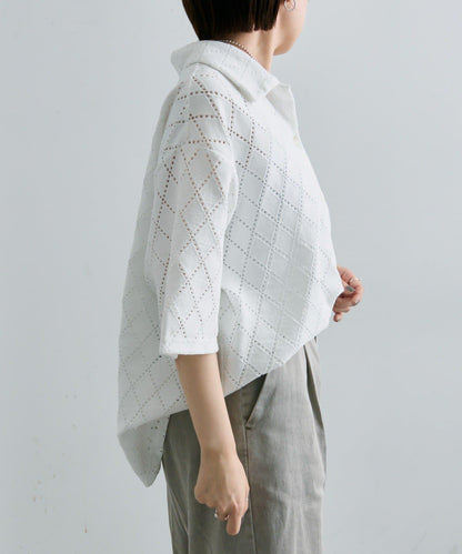 ear PAPILLONNER 菱形蕾絲襯衫