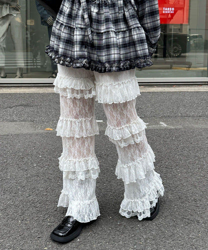 層疊蕾絲荷葉邊裙褲