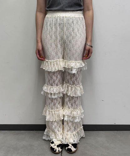 層疊蕾絲荷葉邊裙褲