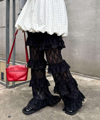 層疊蕾絲荷葉邊裙褲