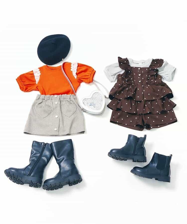 肩褶邊花朵圖案T恤