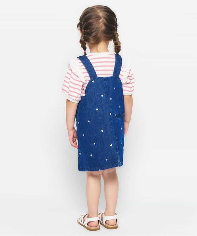 肩褶邊花朵圖案T恤