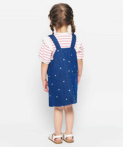 肩褶邊花朵圖案T恤