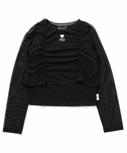 大理石紗線T恤和背心套裝