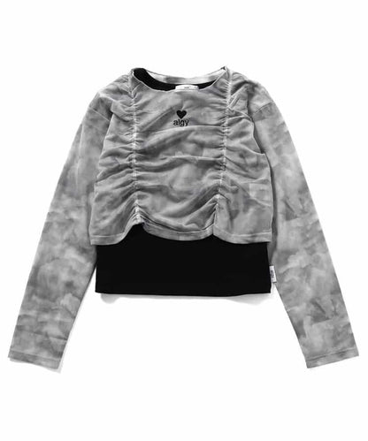 大理石紗線T恤和背心套裝