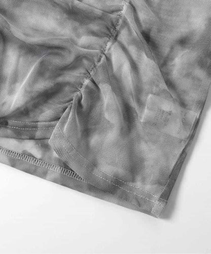 大理石紗線T恤和背心套裝