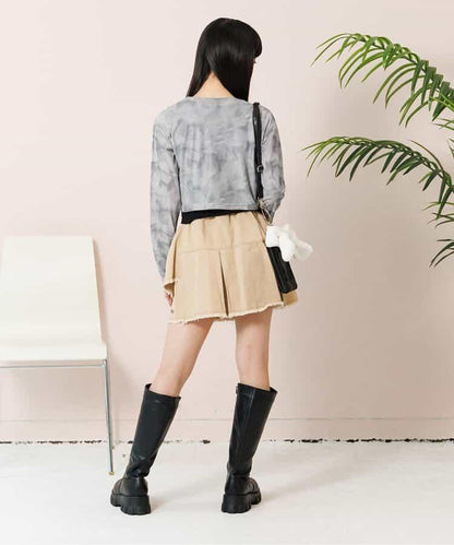 大理石紗線T恤和背心套裝