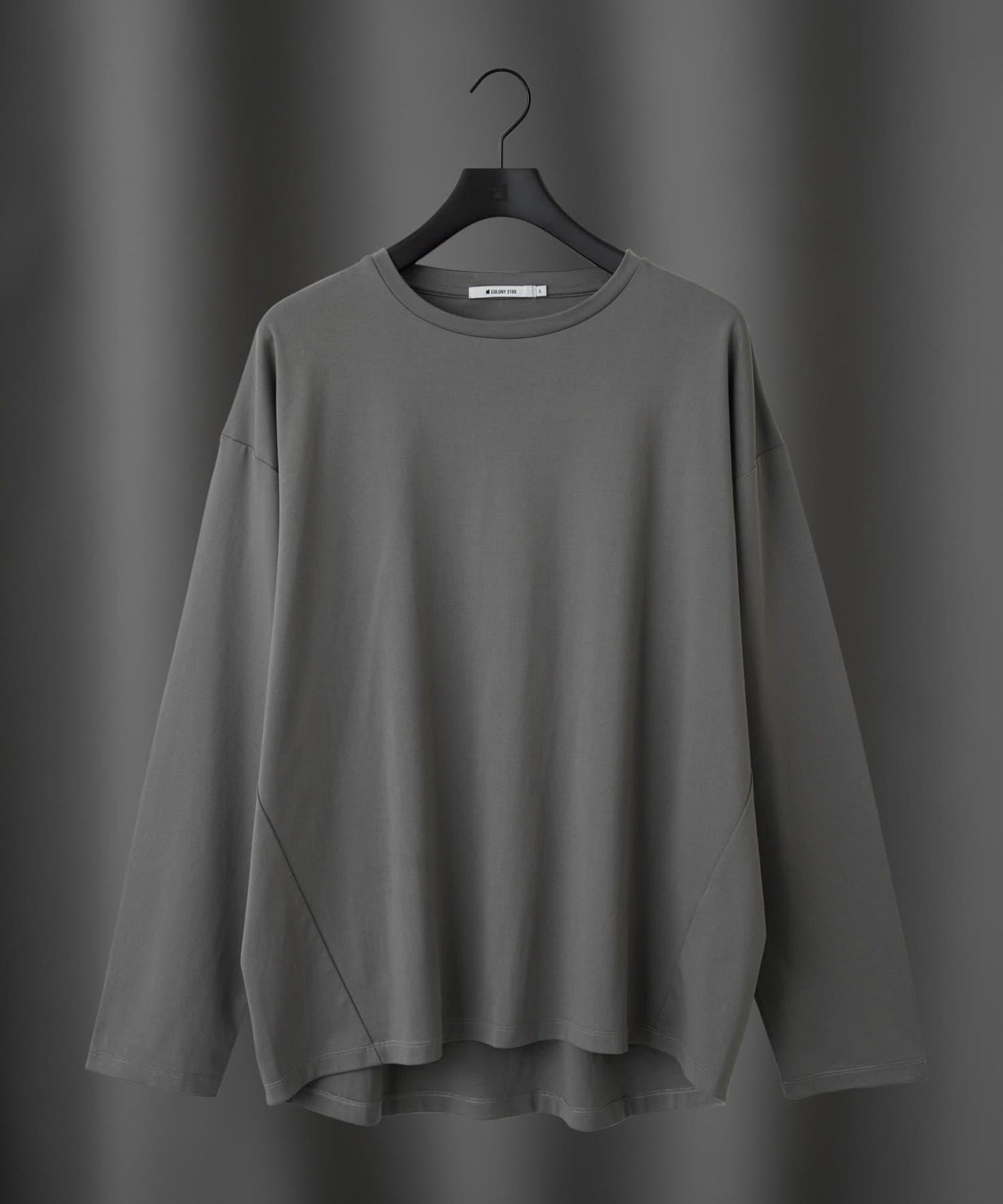 【AW】漸變棉圓弧下襬長袖T恤