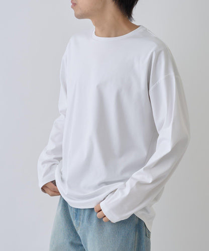 【AW】漸變棉圓弧下襬長袖T恤