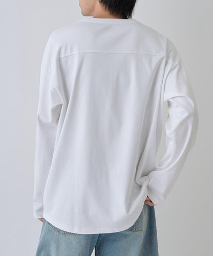 【AW】漸變棉圓弧下襬長袖T恤