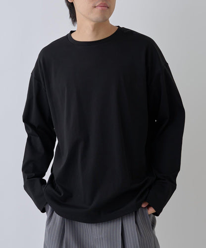 【AW】漸變棉圓弧下襬長袖T恤