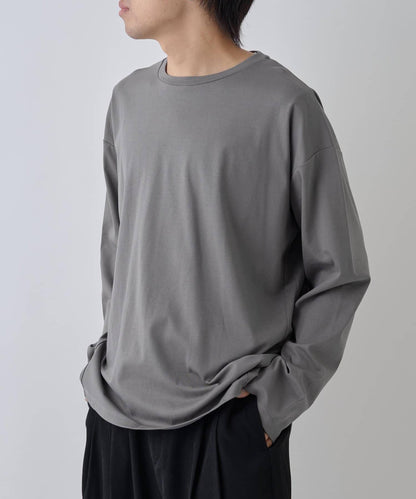【AW】漸變棉圓弧下襬長袖T恤