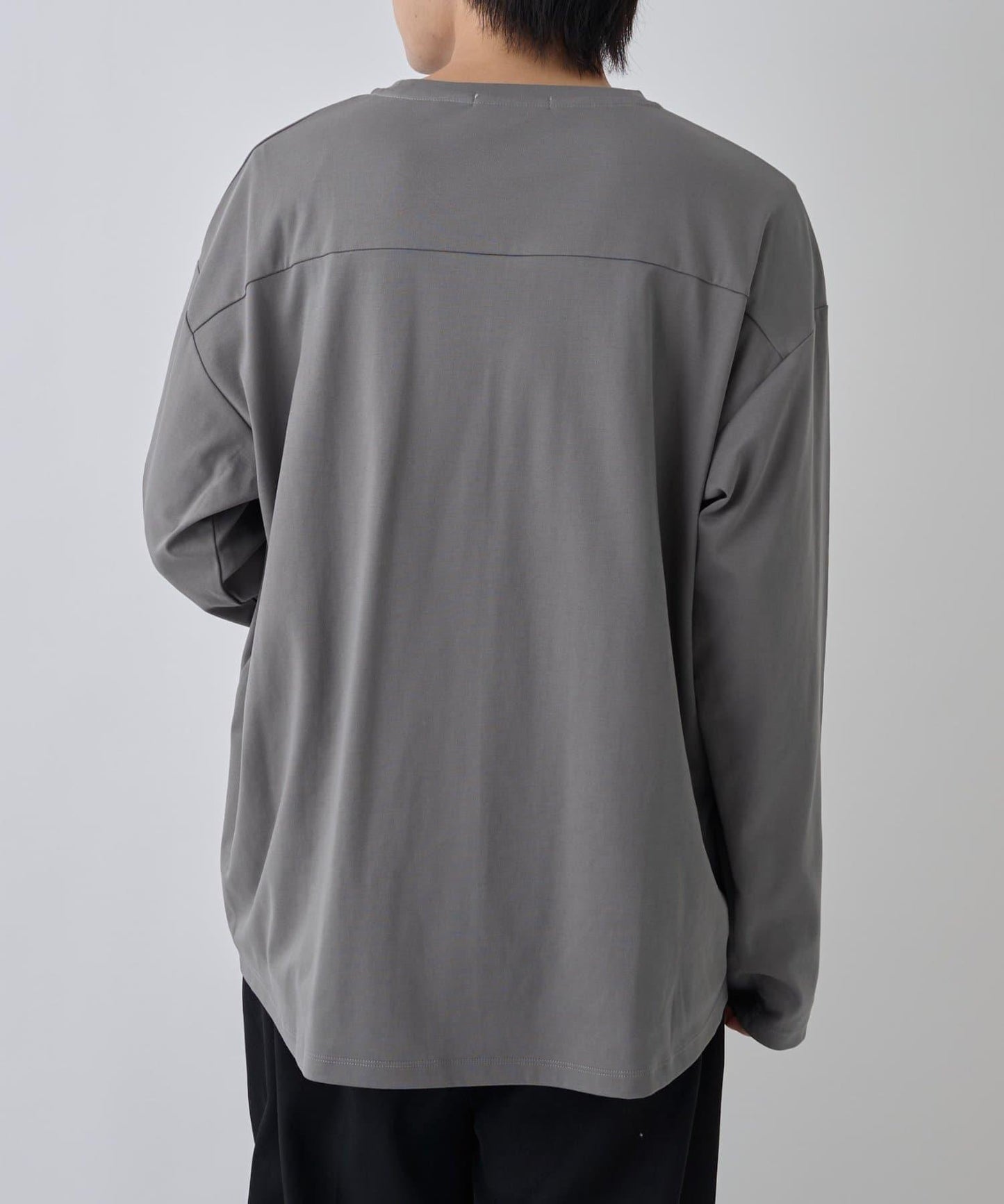 【AW】漸變棉圓弧下襬長袖T恤