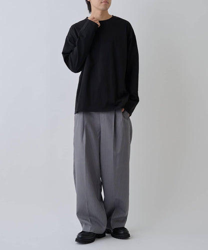 【AW】漸變棉圓弧下襬長袖T恤