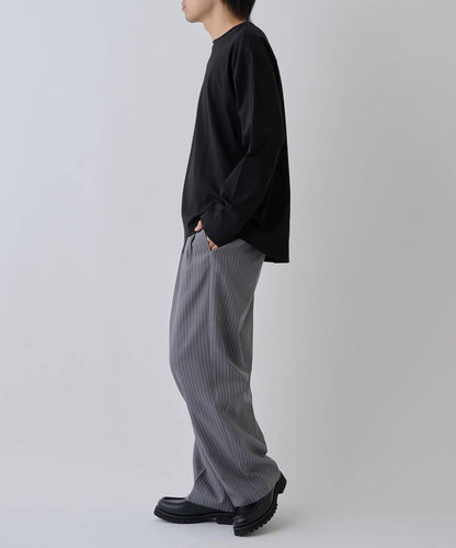 【AW】漸變棉圓弧下襬長袖T恤