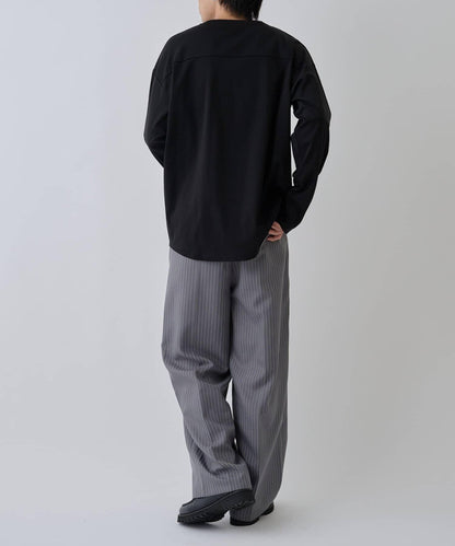 【AW】漸變棉圓弧下襬長袖T恤