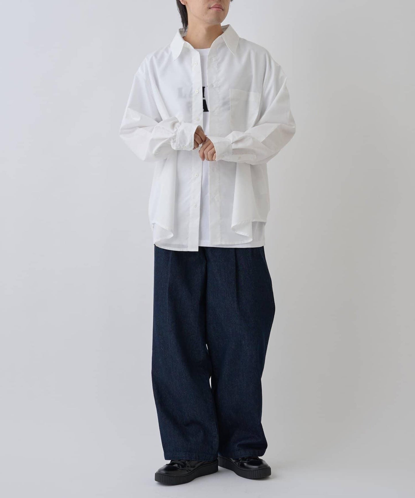 【AW/可成套搭配】雙褶直筒牛仔休閒褲