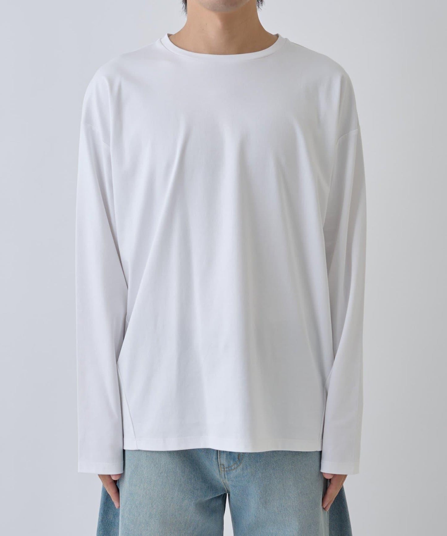 【AW】漸變棉圓弧下襬長袖T恤