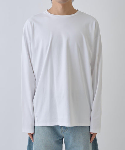 【AW】漸變棉圓弧下襬長袖T恤