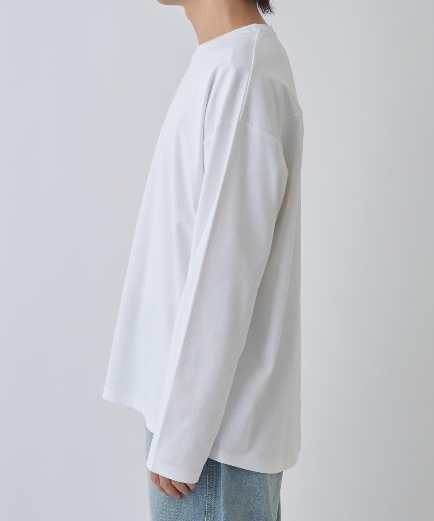 【AW】漸變棉圓弧下襬長袖T恤