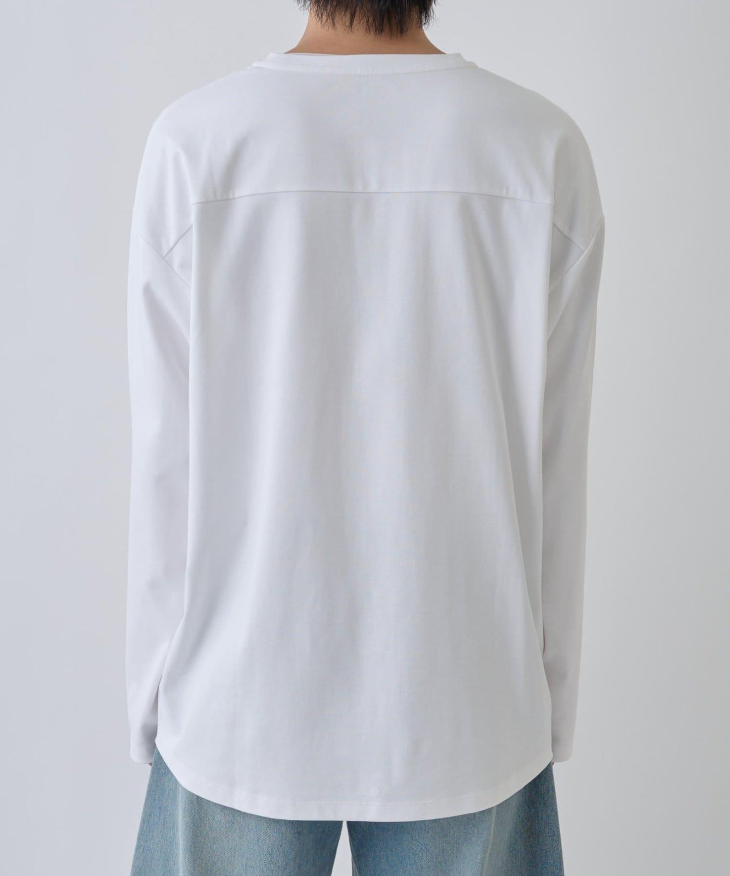 【AW】漸變棉圓弧下襬長袖T恤