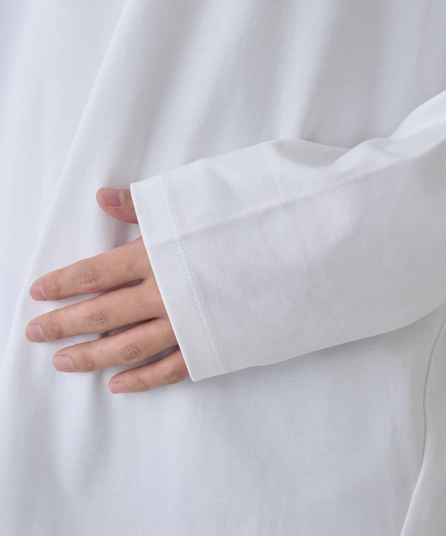 【AW】漸變棉圓弧下襬長袖T恤