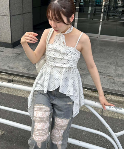 旬顏！損傷蕾絲牛仔褲