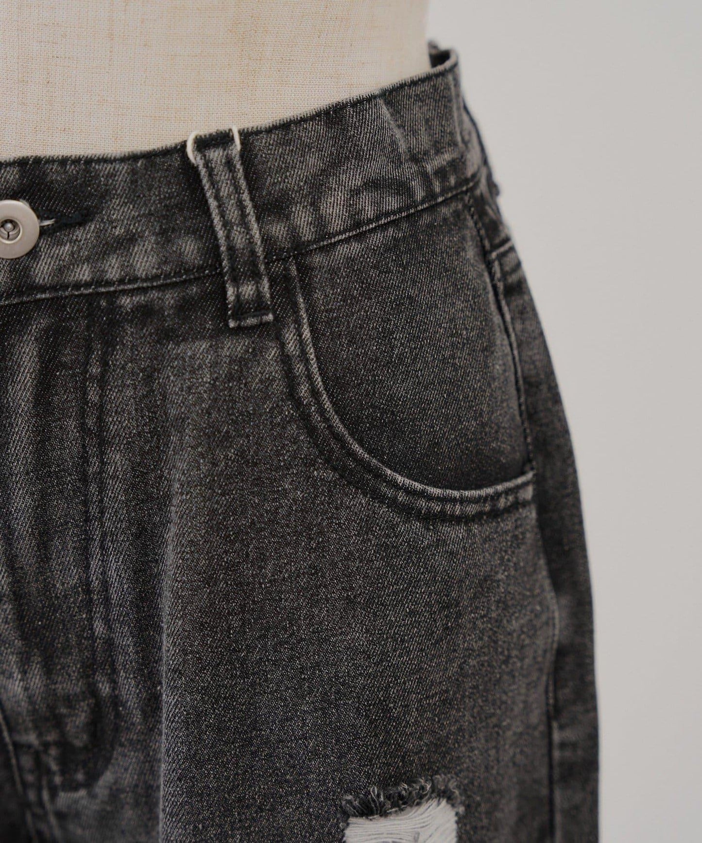 旬顏！損傷蕾絲牛仔褲