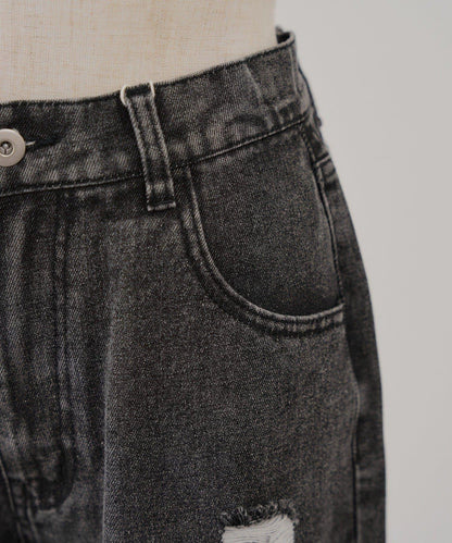 旬顏！損傷蕾絲牛仔褲