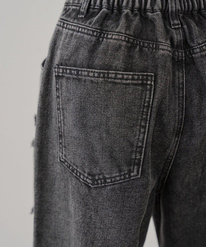 旬顏！損傷蕾絲牛仔褲