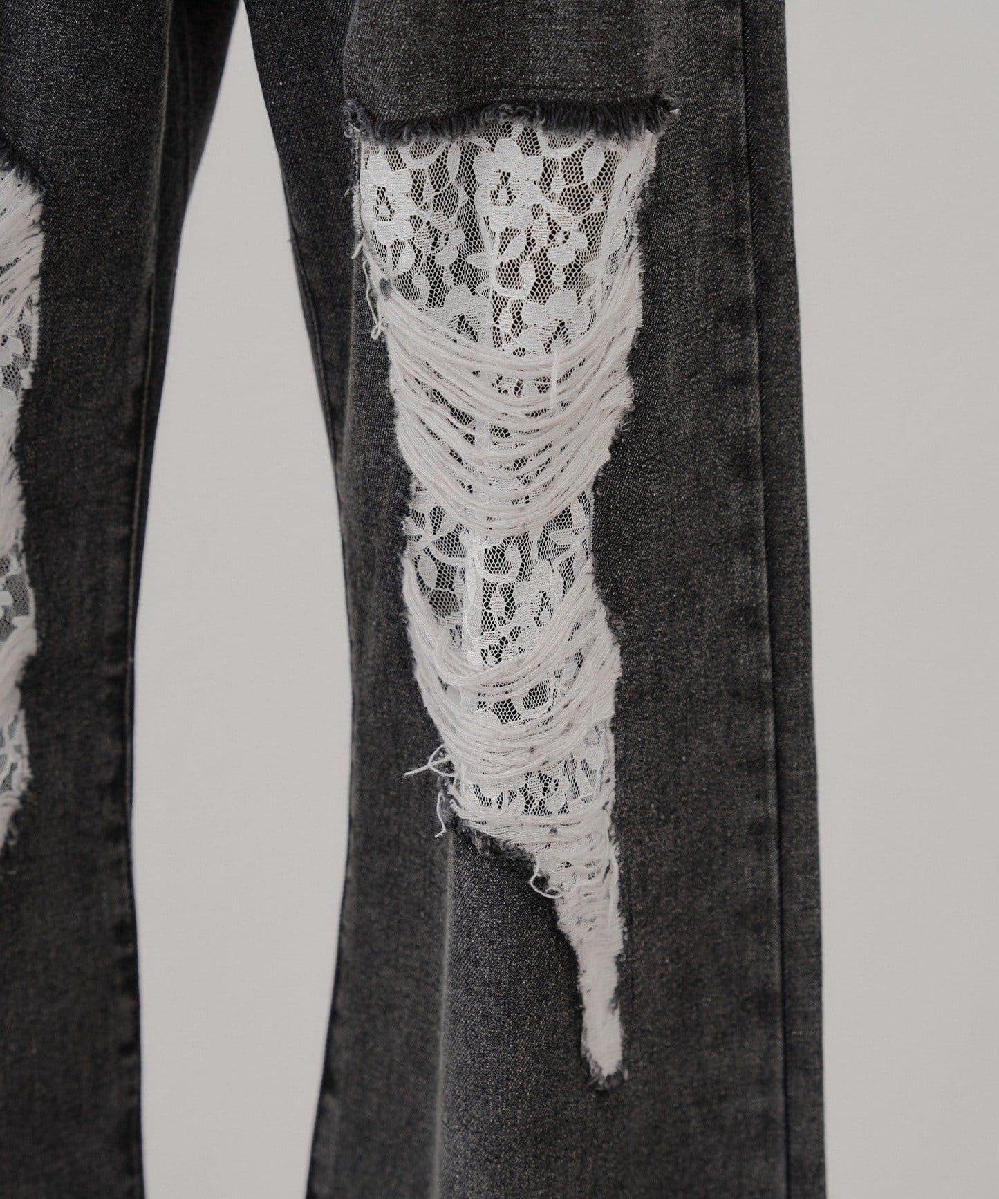旬顏！損傷蕾絲牛仔褲