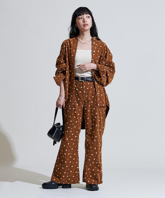 鄉村風格燈花圖案燈花布襯衫＜可搭配套裝＞