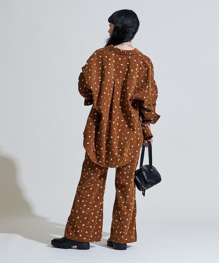 鄉村風格燈花圖案燈花布襯衫＜可搭配套裝＞