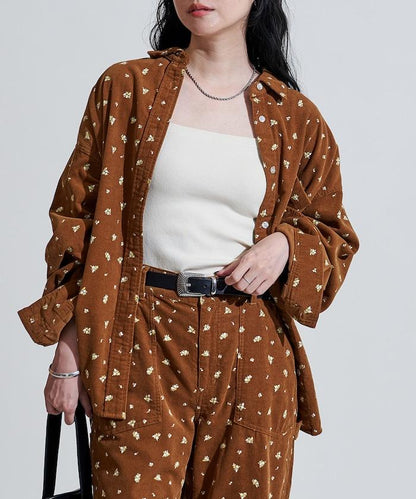 鄉村風格燈花圖案燈花布襯衫＜可搭配套裝＞